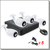 431 Проводной комплект видеонаблюдения для улицы - 4 FullHD камеры "рыбий глаз"