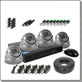 Готовое 4k-8mp видеонаблюдение для частного дома и офиса: SKY-2704-8M + KDM 14-A8 (4 купольные 8mp камеры и гибридный видеорегистратор)